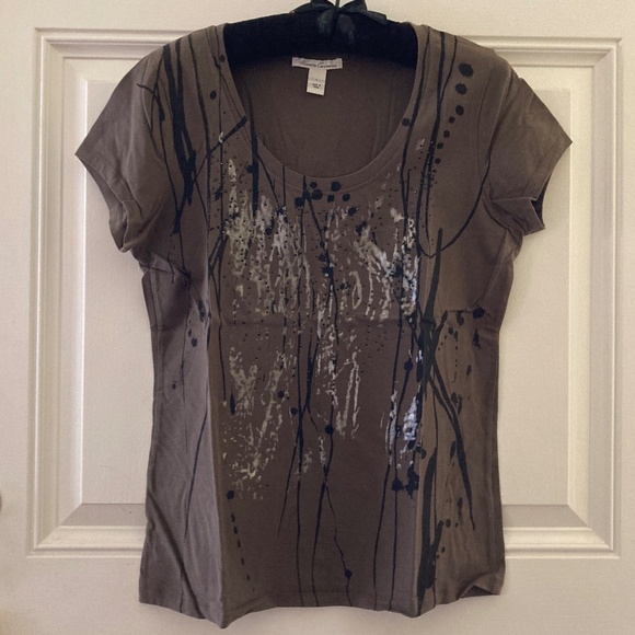 Kenneth Cole Short Sleeve Scoop Neck Top/"Paint-Spattered"/L/NEW/ON SALE $15! - Picture 1 of 4
